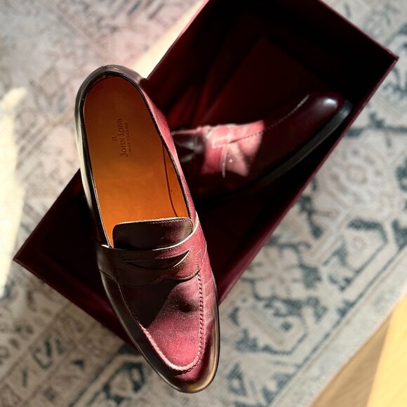 John Lobb Men\'s Fencote Loafer, Burgundy/Plum, Size 7 main image 11
